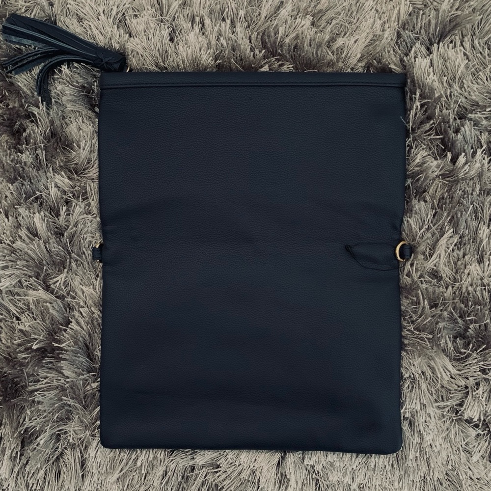 GIGI New York Navy Clutch•Detachable Strap•Tassel•Python Embossed Leather•NWT - Picture 3 of 12